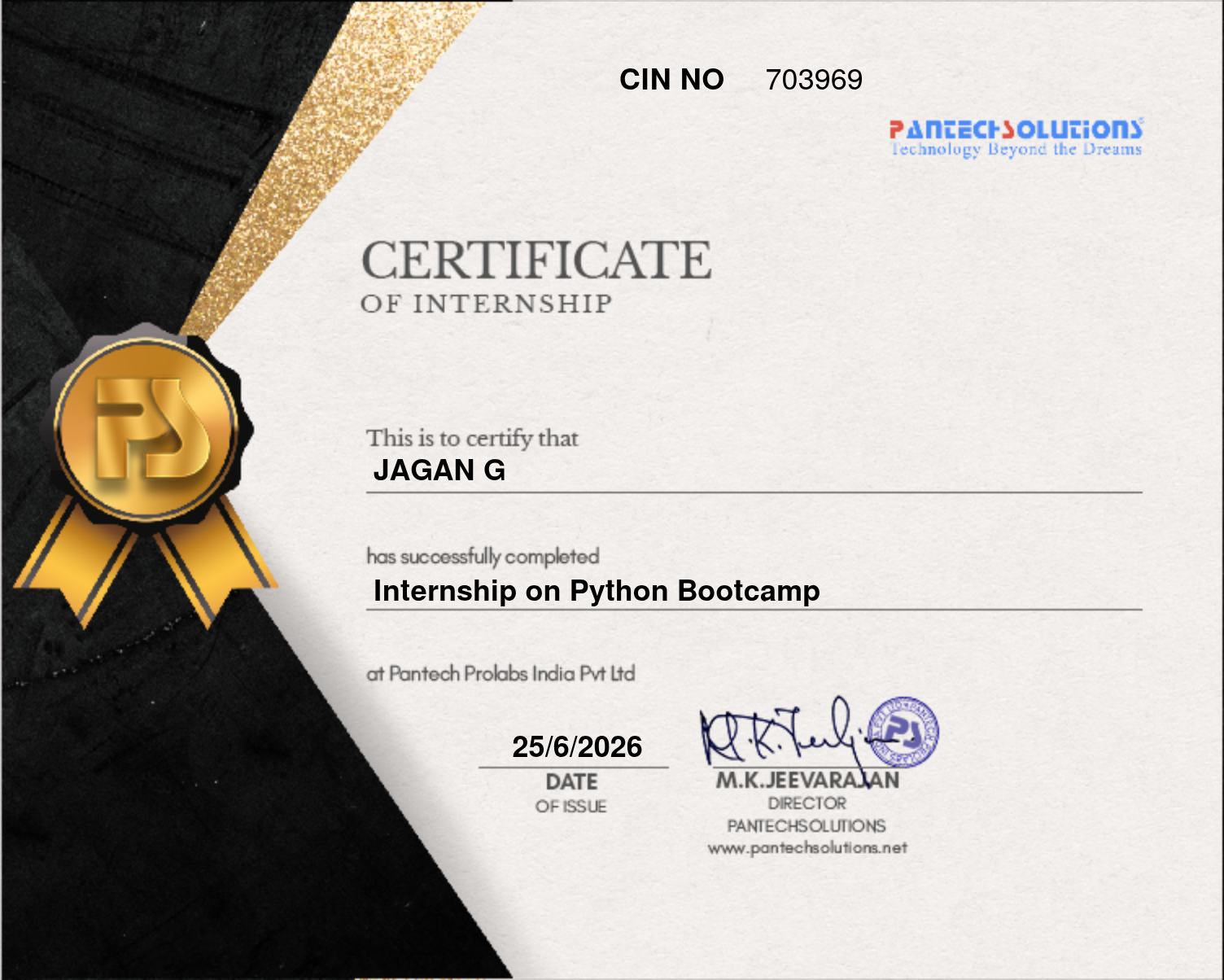 Internship on Python Bootcamp